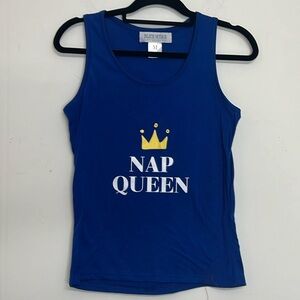🌞 Blue Star Clothing Company royal blue tank top says Nap Queen women size M